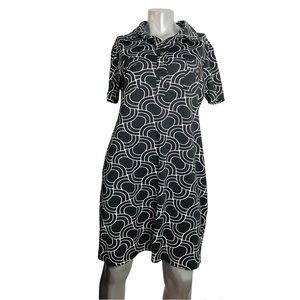 True Envy Black & White Geometric Midi Dress size 14